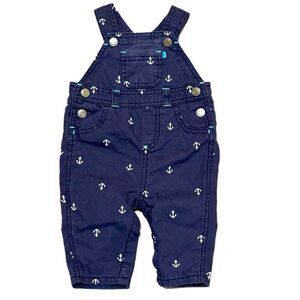 Carter’s Nautical Navy Blue Baby Overalls 3 Months Snap closure.